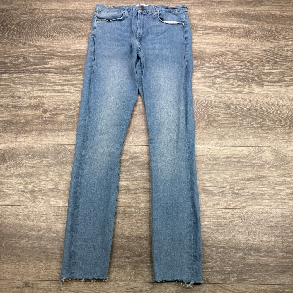 Frame Le High Skinny Jeans Womens 28 Blue Frayed Faded Hem Stretch Light Wash